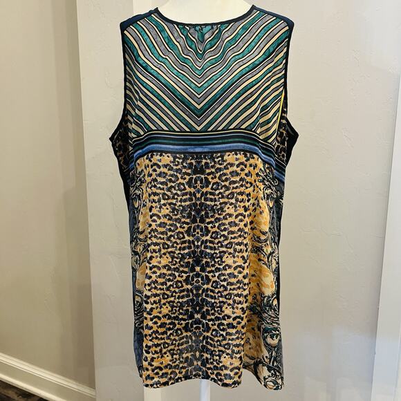 CAbi Women’s  Striped Leopard Sleeveless Multi-color Top Shirt Large (A0125) - Picture 1 of 6